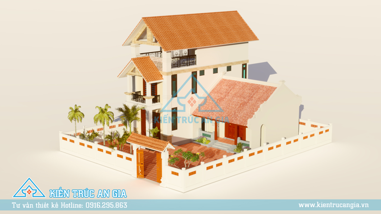 Toàn cảnh thiết kế nhà thờ họ kết hợp nhà ở 3 tầng đẹp khang trang
