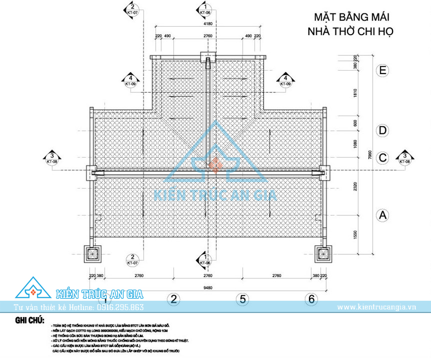 Mặt bằng mái nhà thờ chi họ