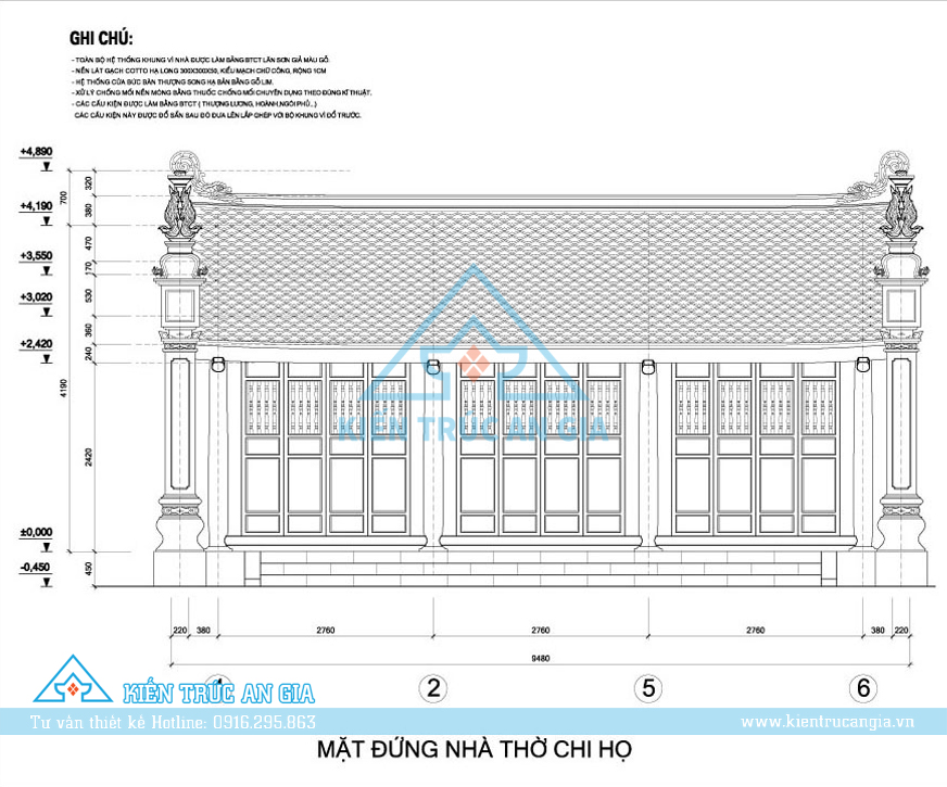 Khung cột gỗ được lựa chọn khắt khe từ những loại gỗ bền và quý