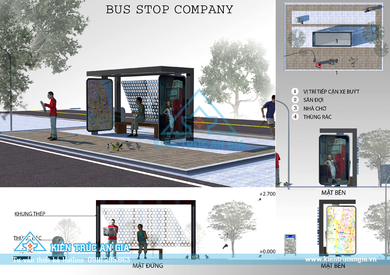 Mẫu thiết kế nhà chờ xe bus đẹp nhất 2021