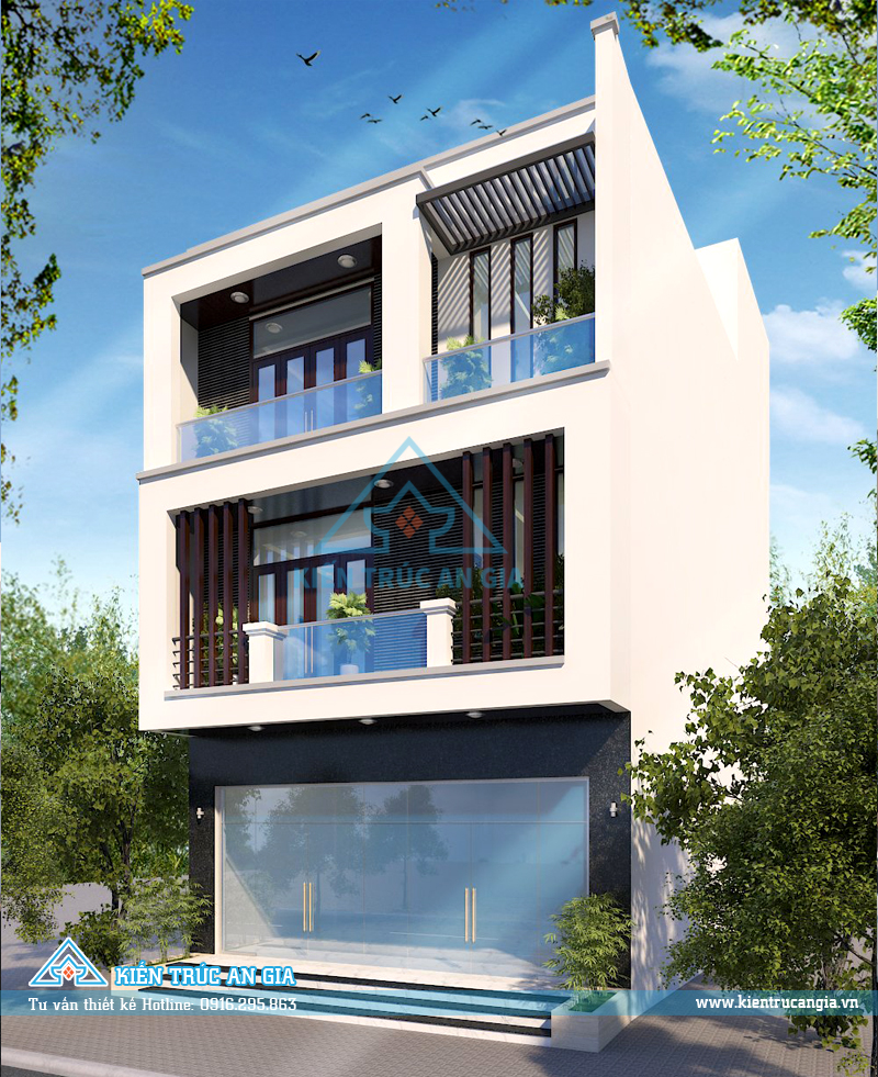 Mẫu nhà ở 3 tầng đẹp, không gian xanh