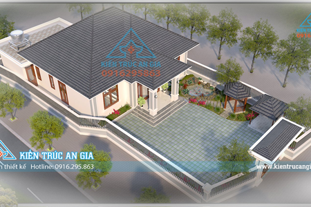 Mẫu  nhà vườn 1 tầng mái ngói đẹp(AG-2)