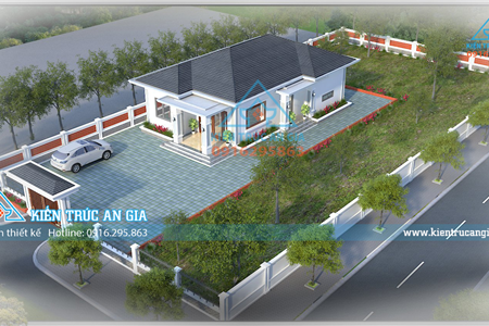 Mẫu  nhà vườn 1 tầng mái ngói đẹp (AG -1)