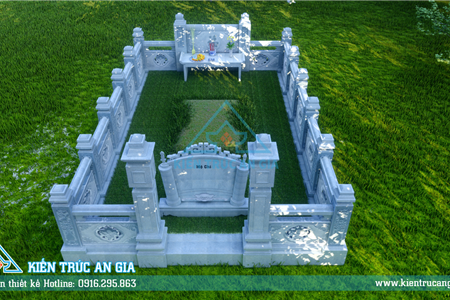 Thiết kế lăng mộ lan can đá 3,2x4,9m