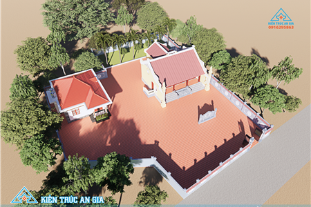 Nhà Thờ Họ  BTCT  Có Hậu Cung Chữ Đinh  -2 Mái Bít đốc